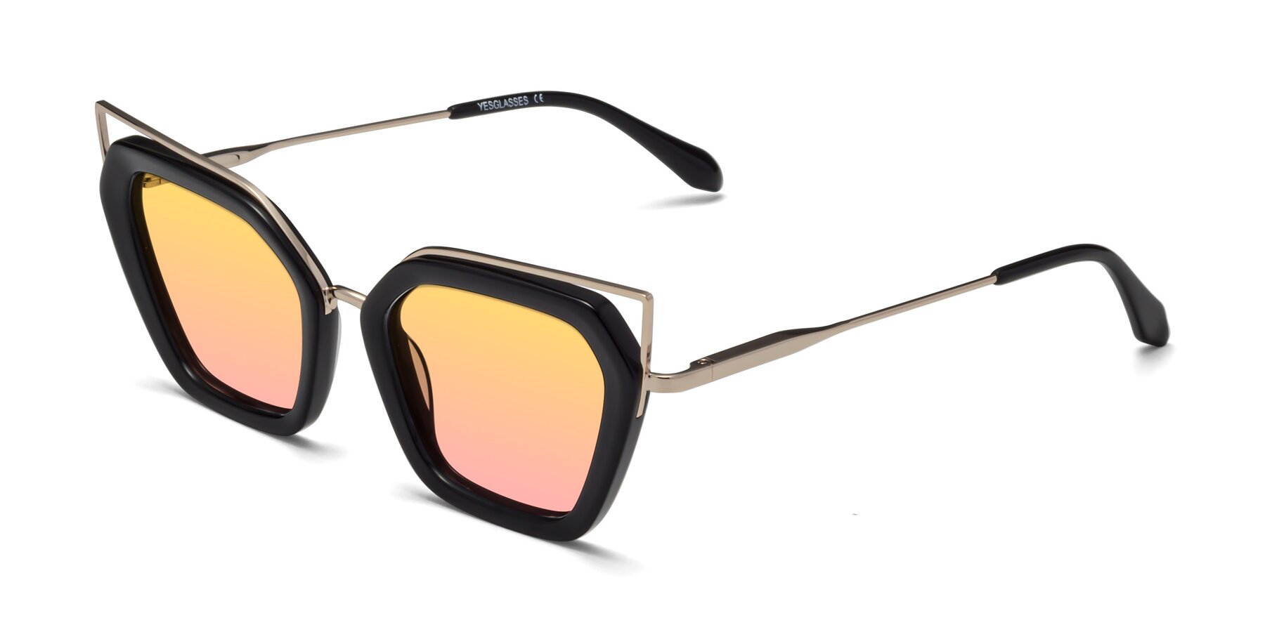 Angle of Delmonte in Black with Yellow / Pink Gradient Lenses