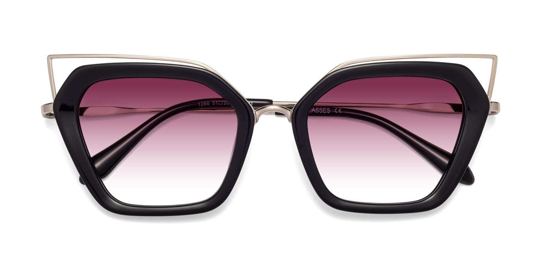 Folded Front of Delmonte in Black with Wine Gradient Lenses