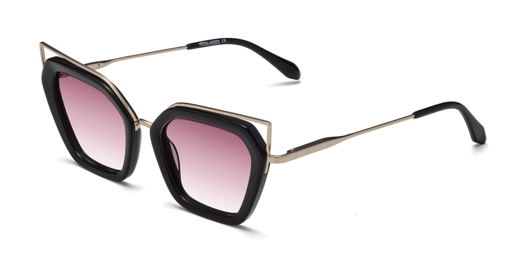 Angle of Delmonte in Black with Wine Gradient Lenses