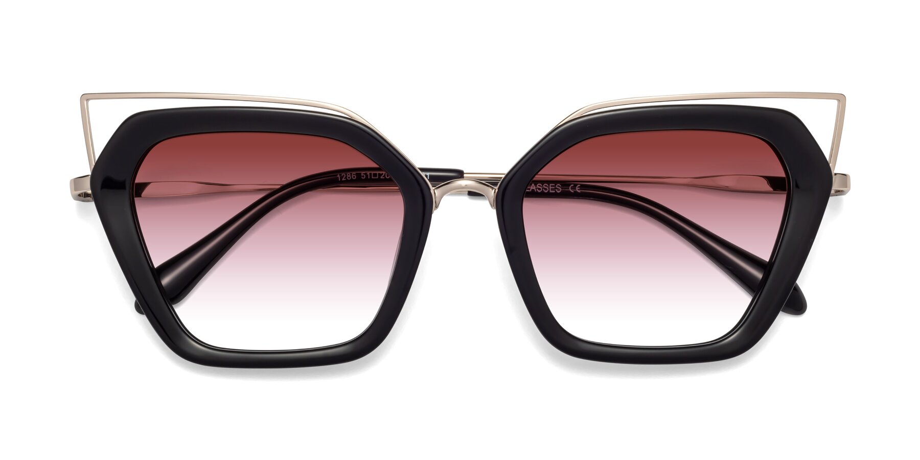 Folded Front of Delmonte in Black with Garnet Gradient Lenses