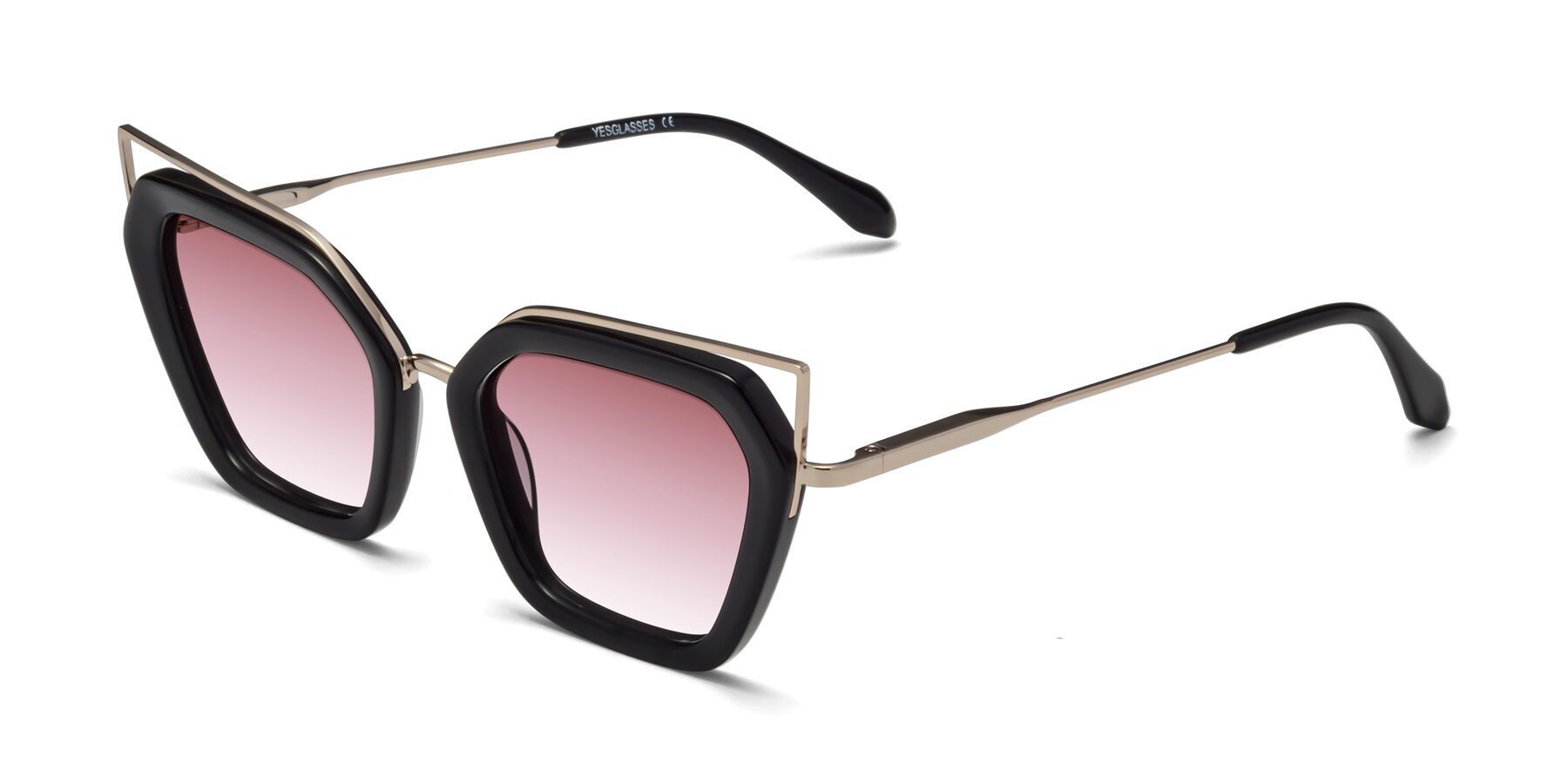 Angle of Delmonte in Black with Garnet Gradient Lenses