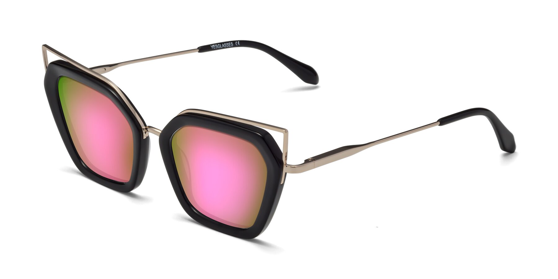Angle of Delmonte in Black with Pink Mirrored Lenses