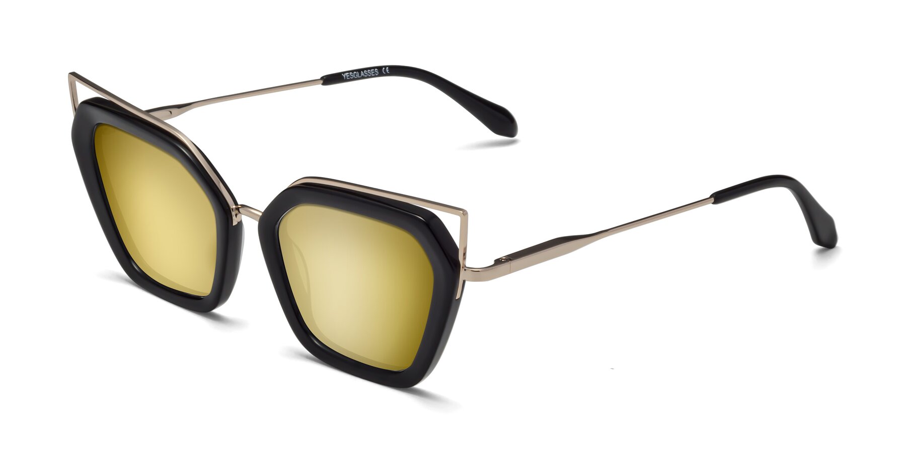 Angle of Delmonte in Black with Gold Mirrored Lenses