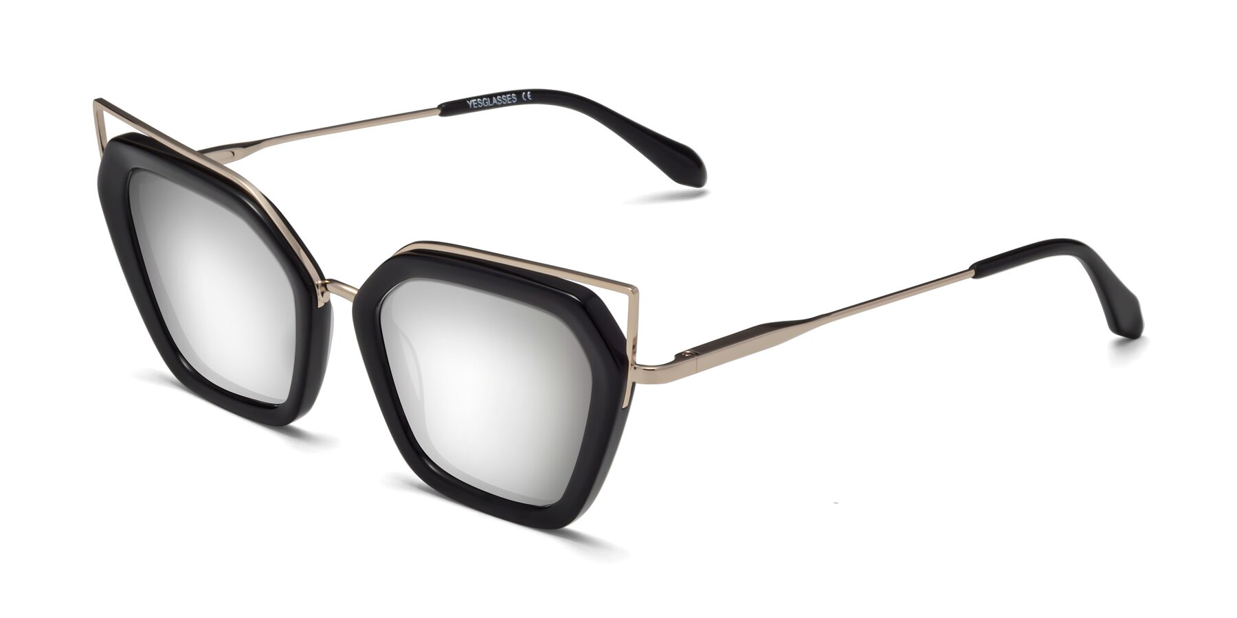 Angle of Delmonte in Black with Silver Mirrored Lenses