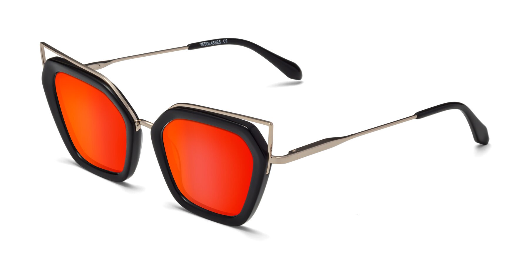 Angle of Delmonte in Black with Red Gold Mirrored Lenses
