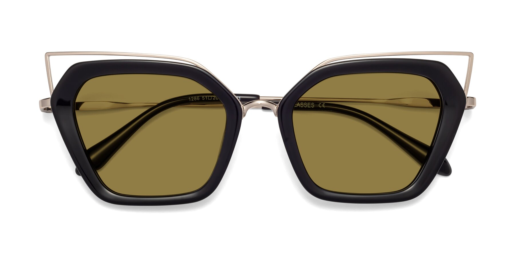 Folded Front of Delmonte in Black with Brown Polarized Lenses
