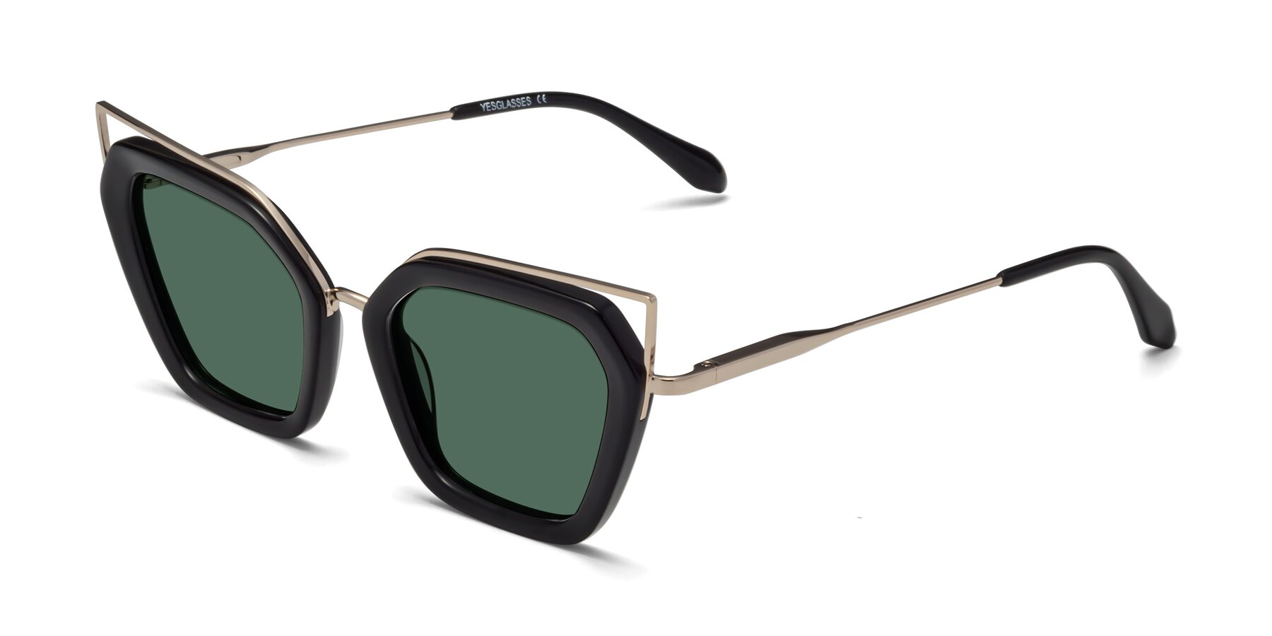 Angle of Delmonte in Black with Green Polarized Lenses