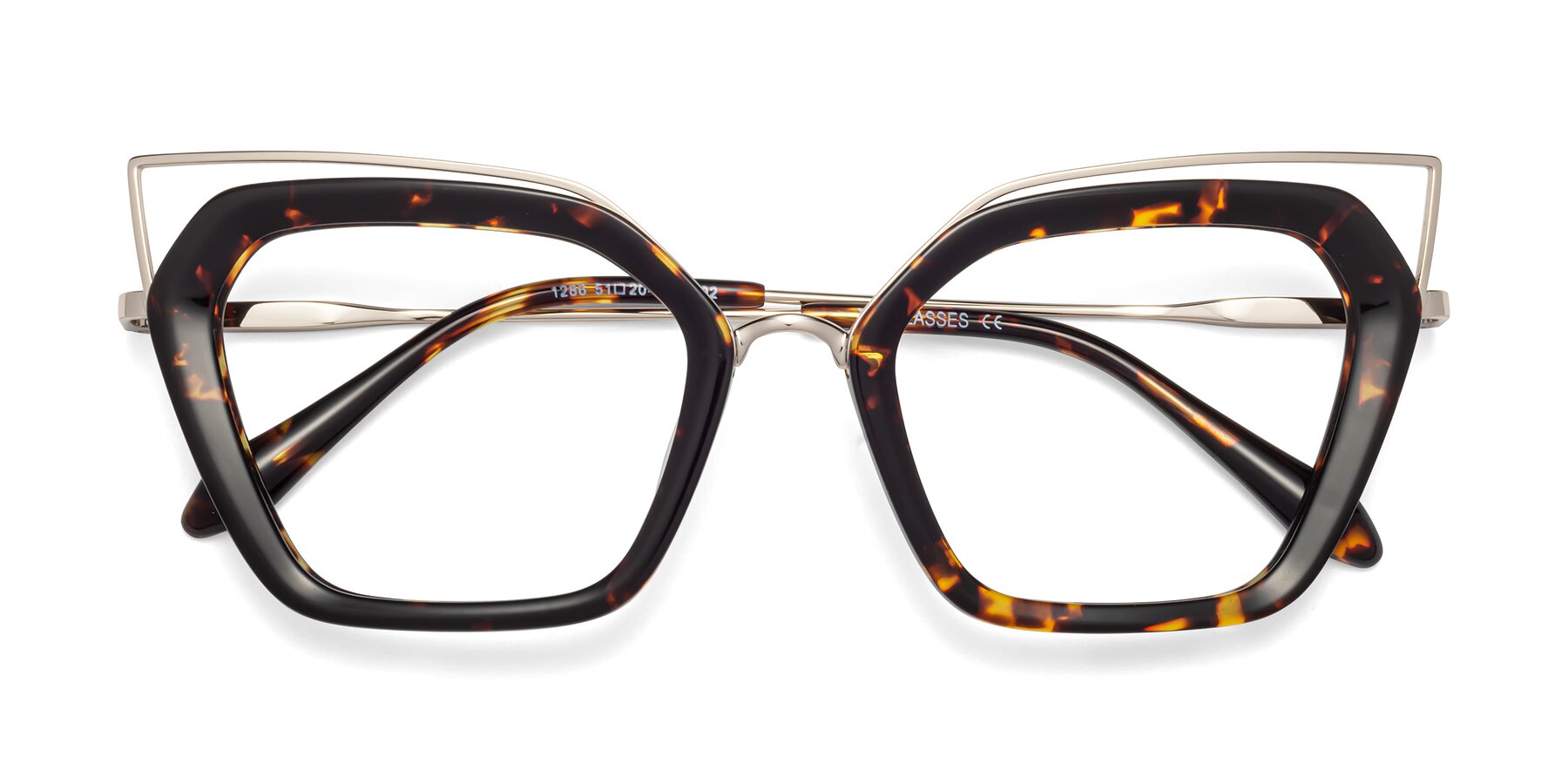 Folded Front of Delmonte in Tortoise with Clear Reading Eyeglass Lenses