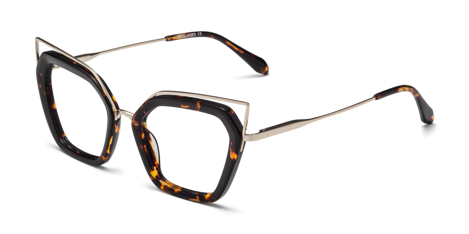 Angle of Delmonte in Tortoise with Clear Reading Eyeglass Lenses
