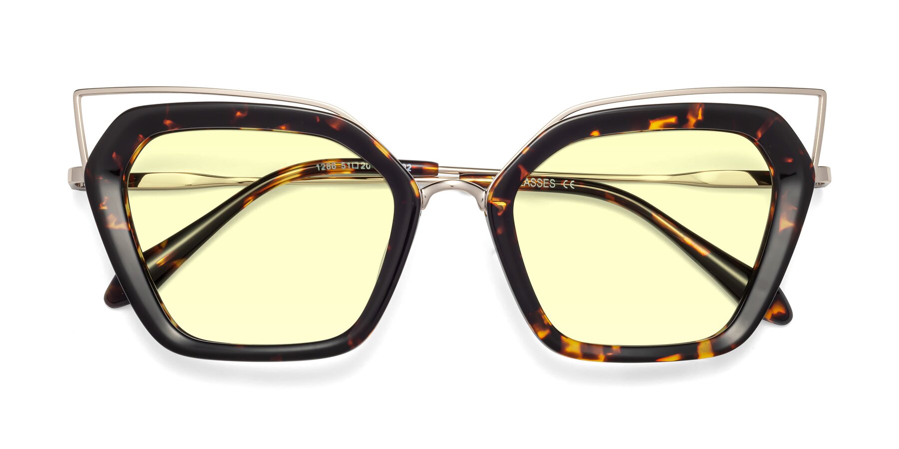 Folded Front of Delmonte in Tortoise with Light Yellow Tinted Lenses