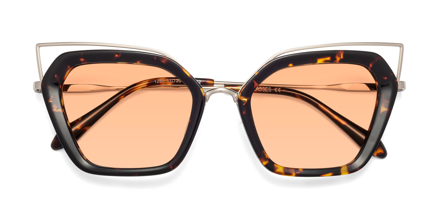 Folded Front of Delmonte in Tortoise with Light Orange Tinted Lenses