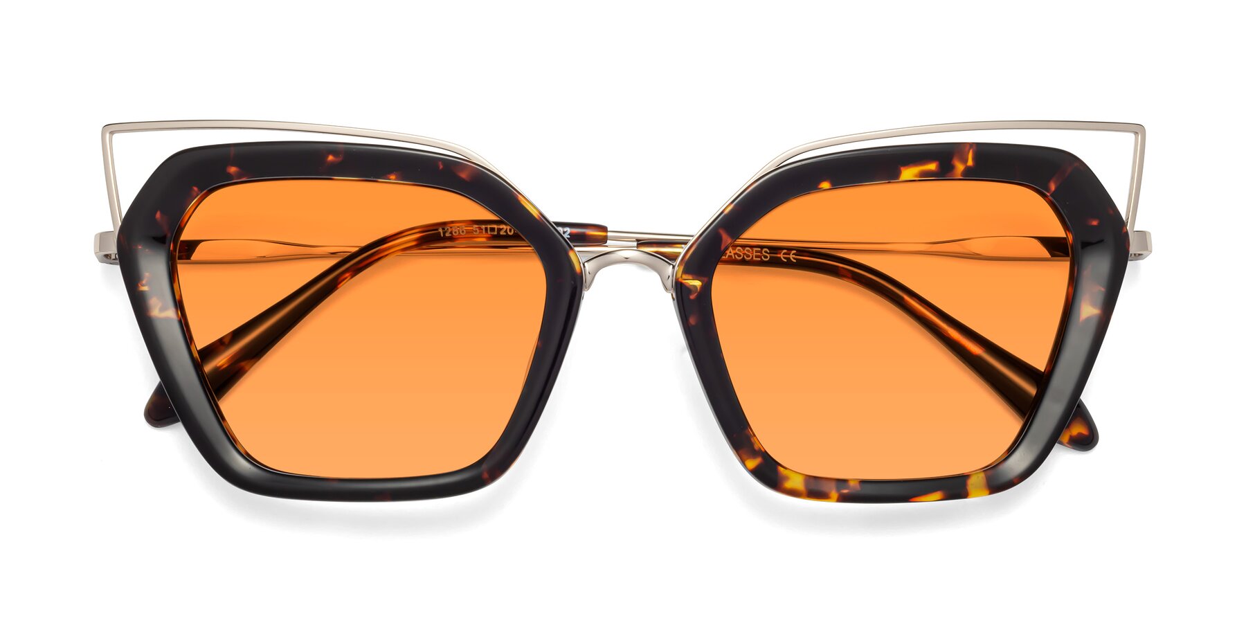 Folded Front of Delmonte in Tortoise with Orange Tinted Lenses