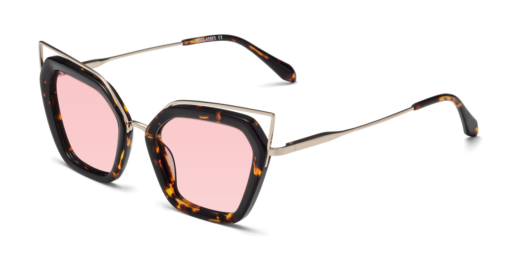 Angle of Delmonte in Tortoise with Light Garnet Tinted Lenses