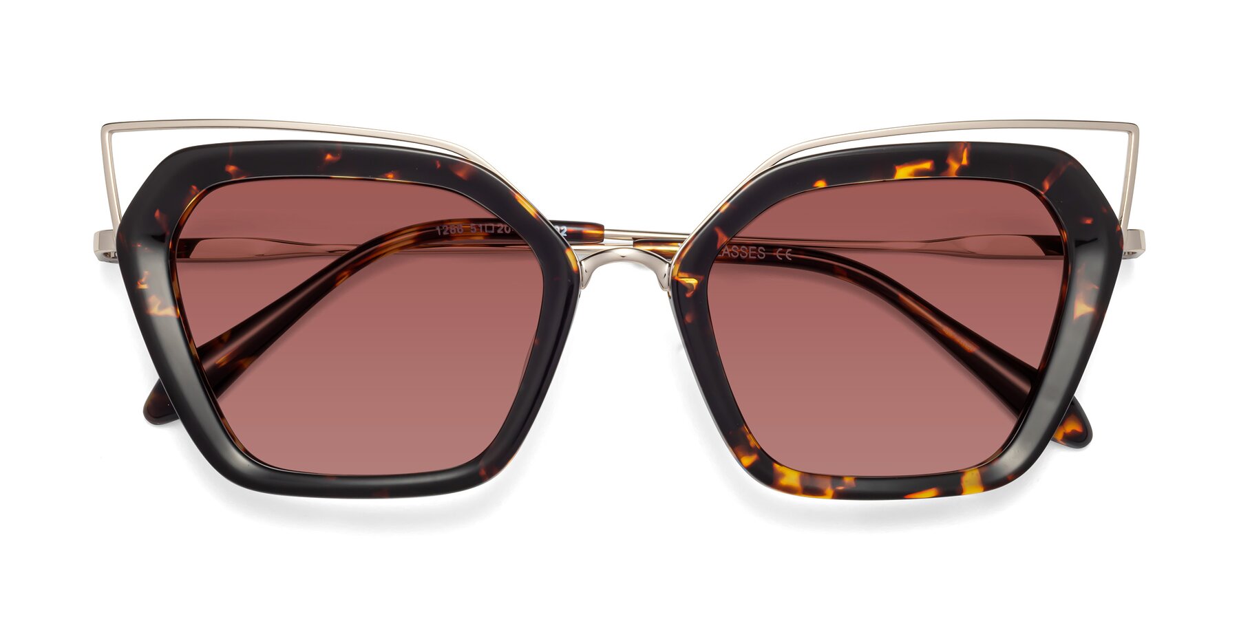 Folded Front of Delmonte in Tortoise with Garnet Tinted Lenses