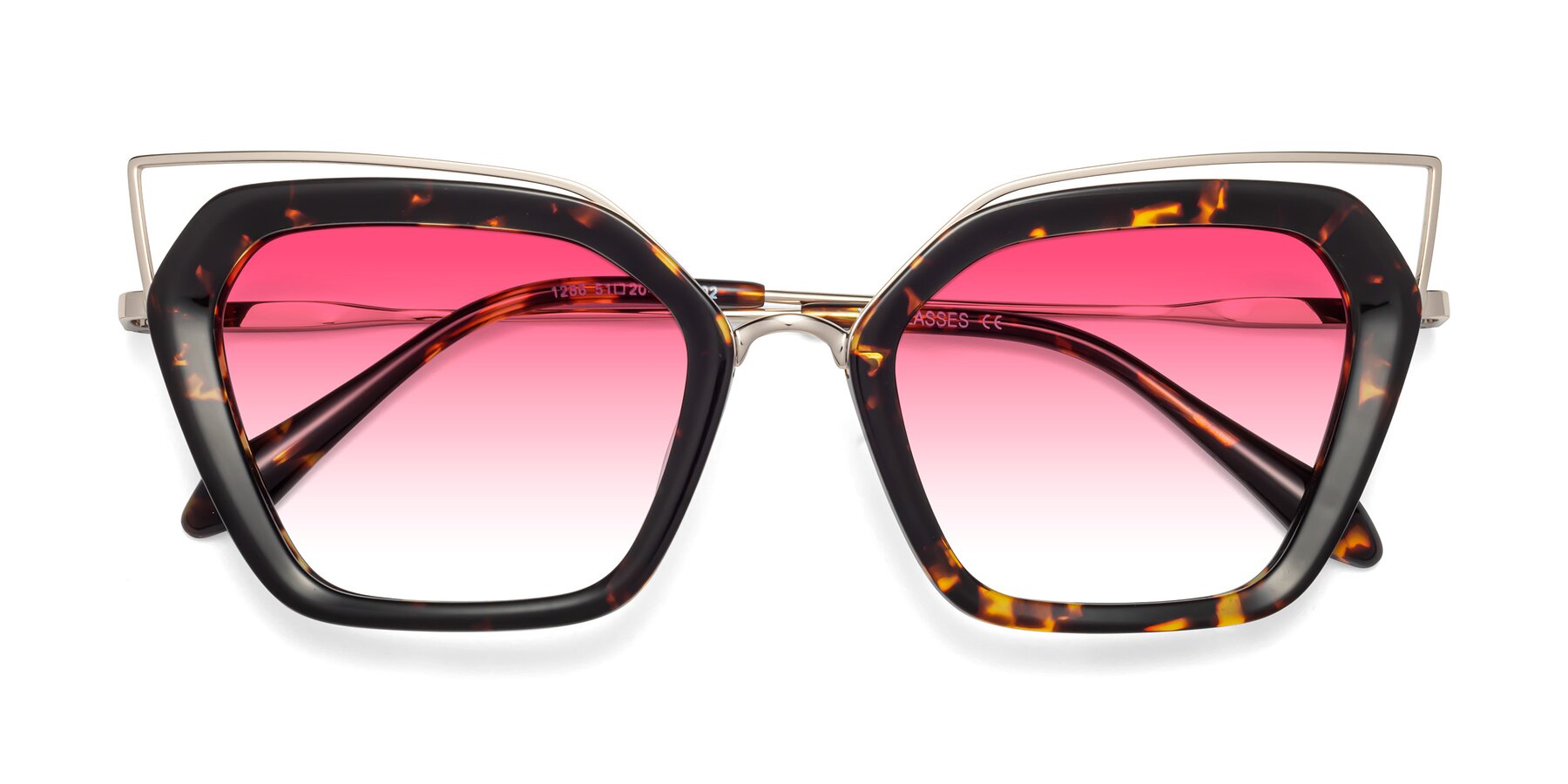 Folded Front of Delmonte in Tortoise with Pink Gradient Lenses