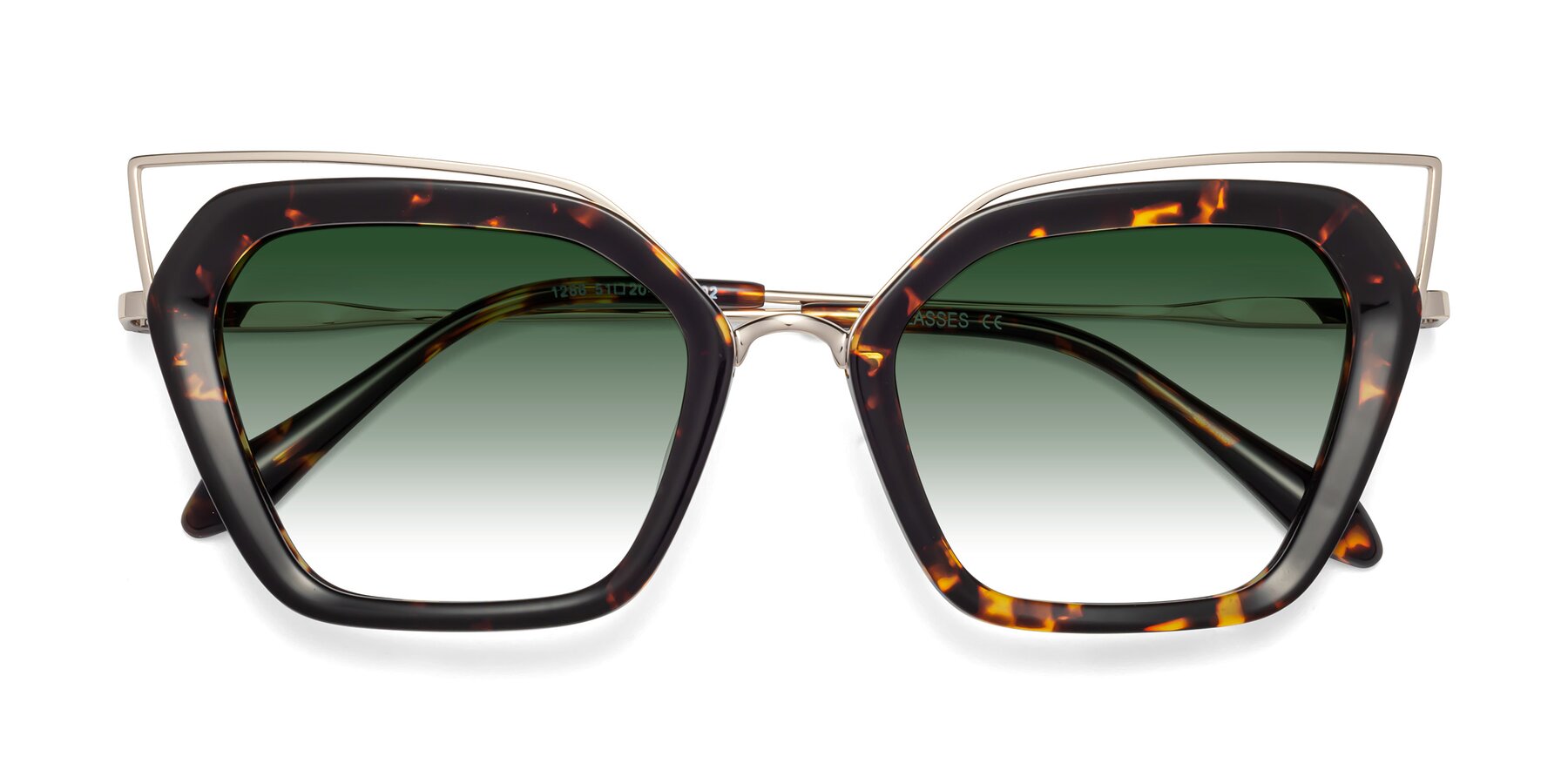Folded Front of Delmonte in Tortoise with Green Gradient Lenses