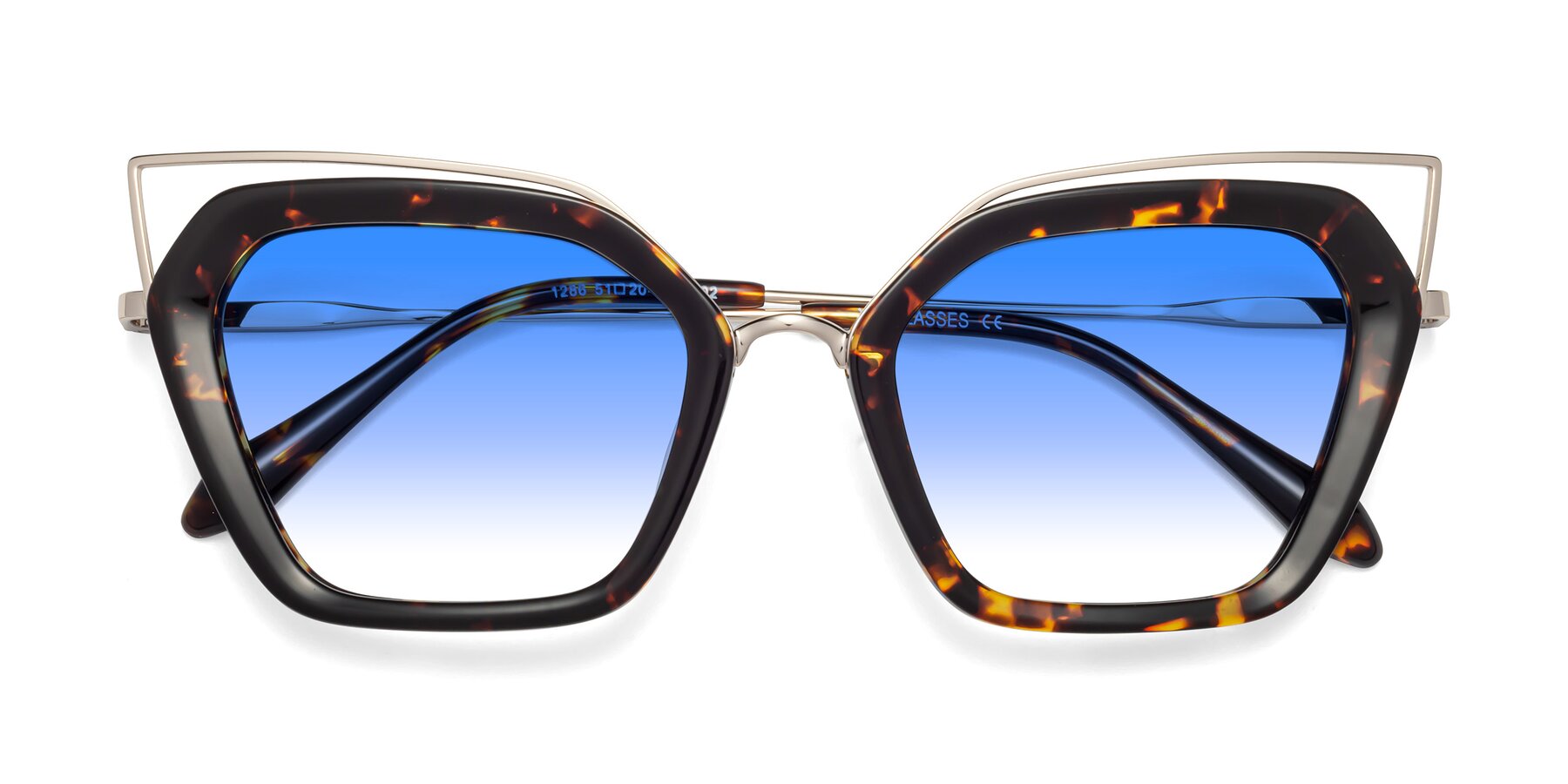 Folded Front of Delmonte in Tortoise with Blue Gradient Lenses