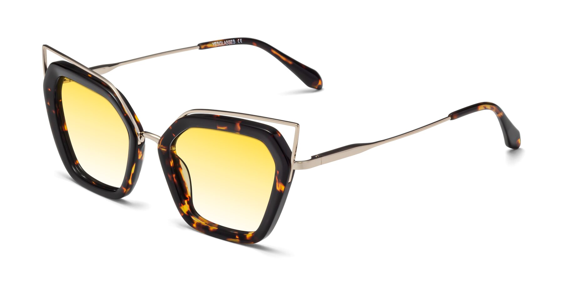 Angle of Delmonte in Tortoise with Yellow Gradient Lenses