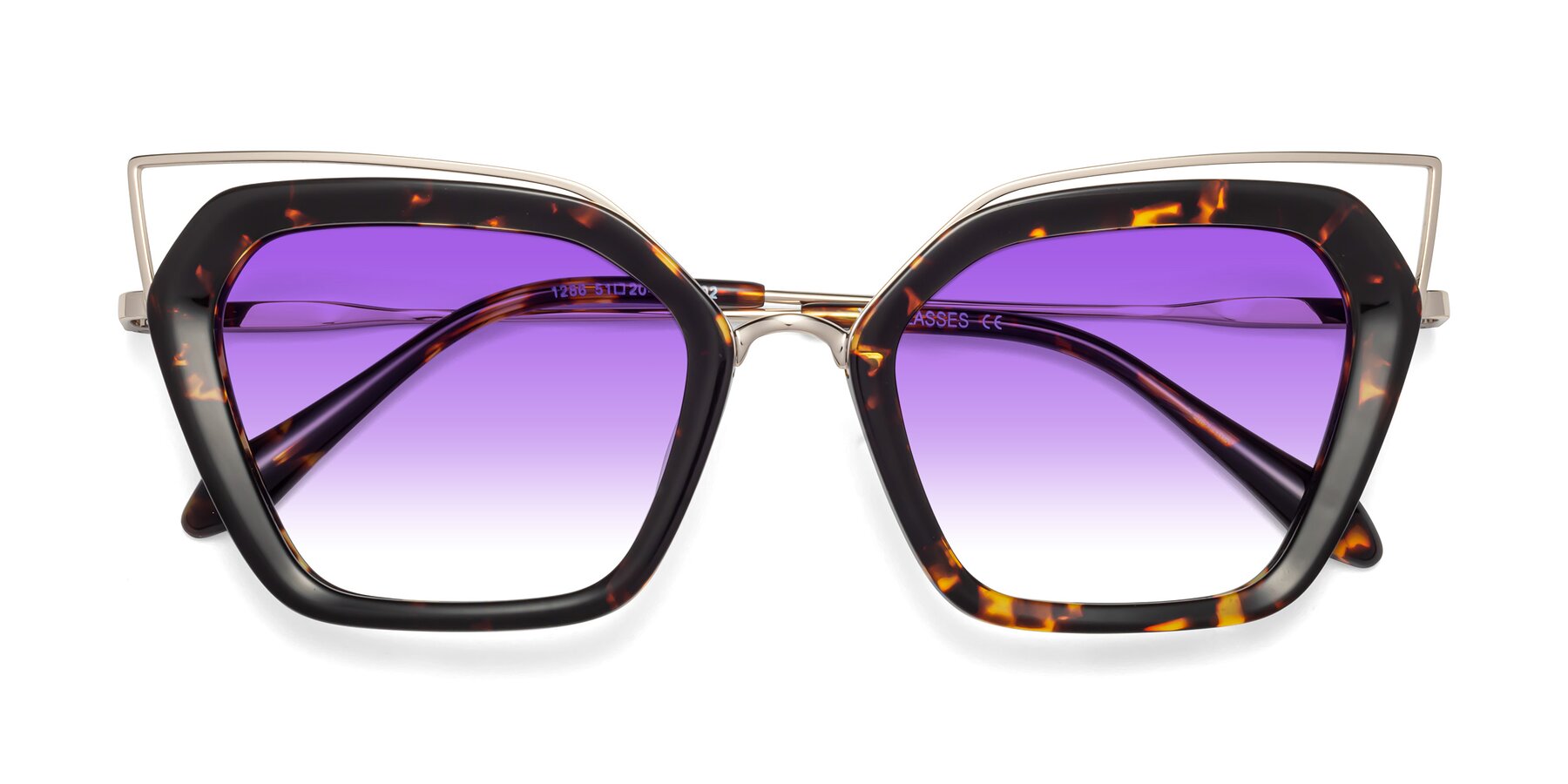 Folded Front of Delmonte in Tortoise with Purple Gradient Lenses