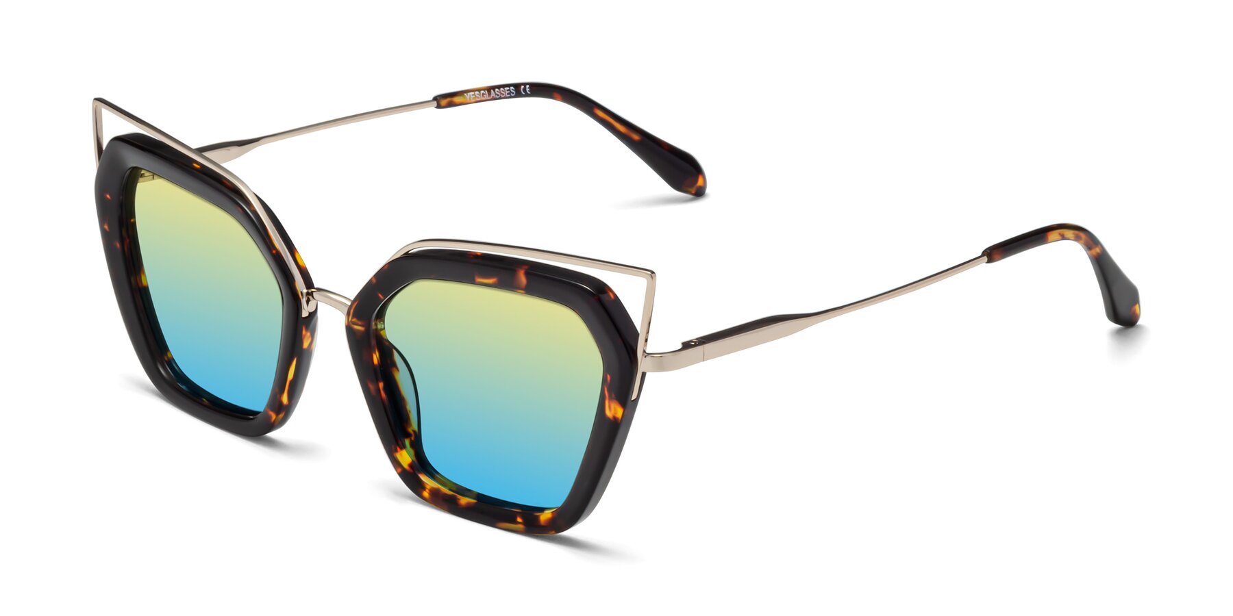 Angle of Delmonte in Tortoise with Yellow / Blue Gradient Lenses
