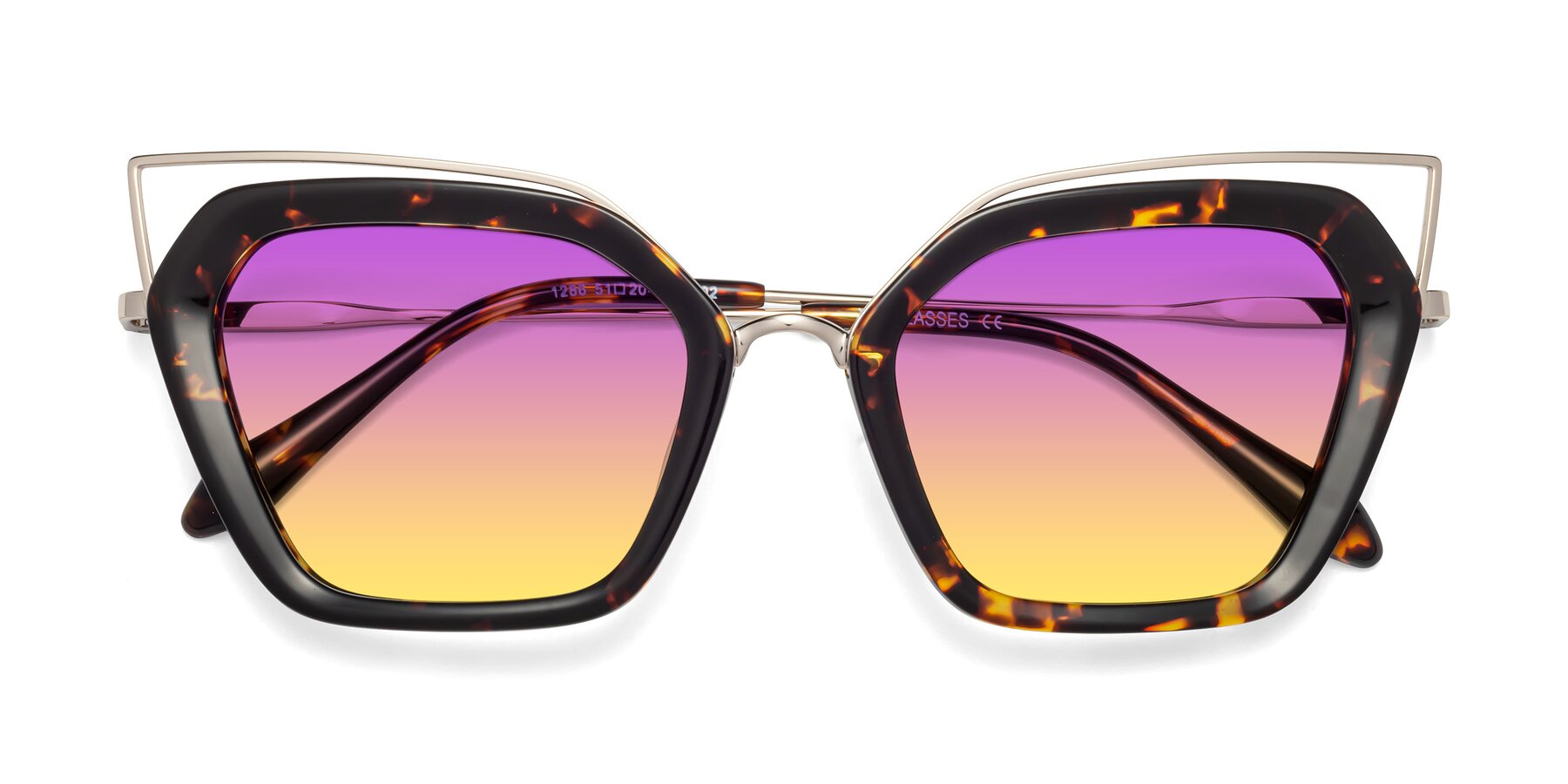 Folded Front of Delmonte in Tortoise with Purple / Yellow Gradient Lenses