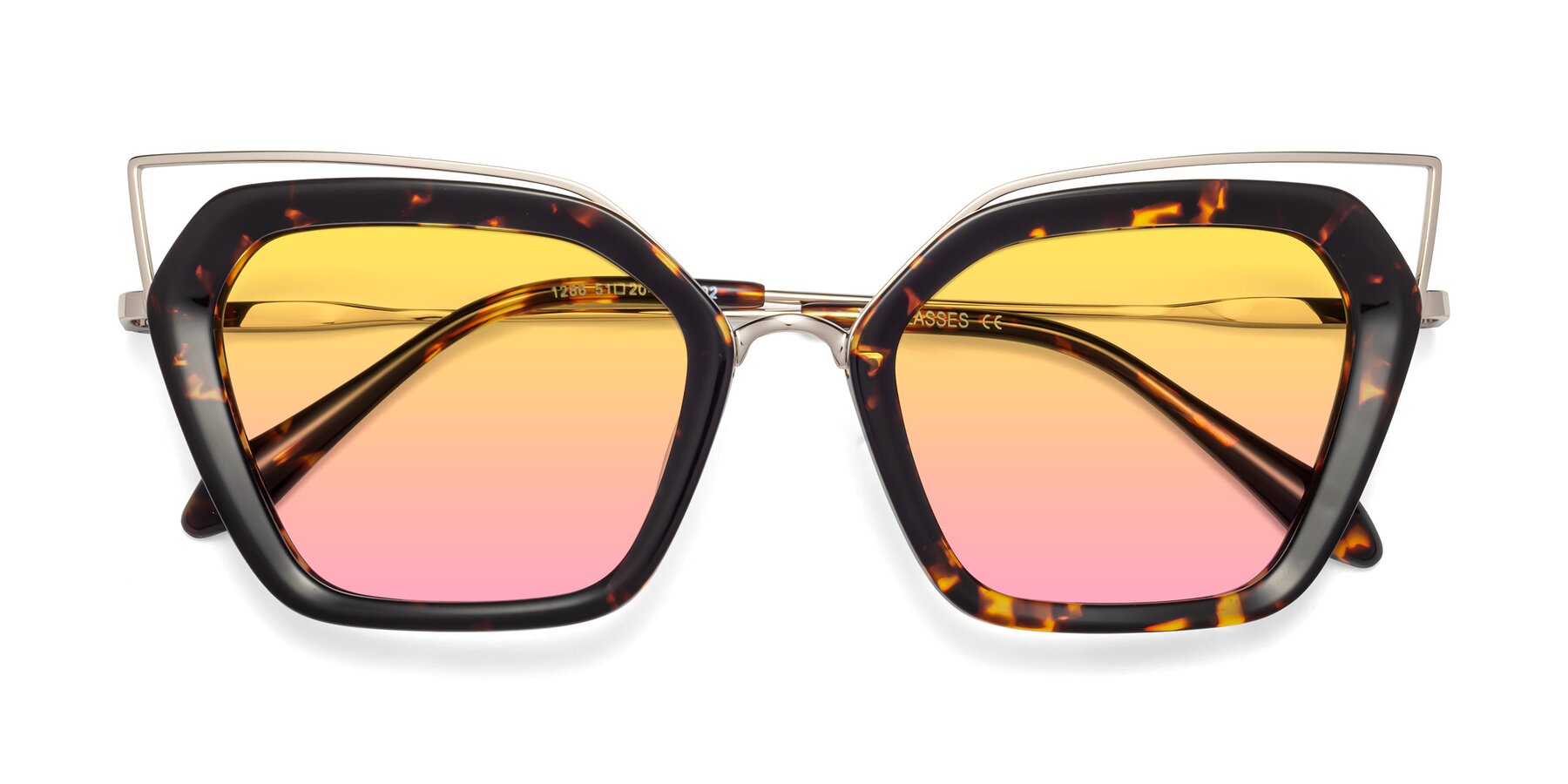 Folded Front of Delmonte in Tortoise with Yellow / Pink Gradient Lenses