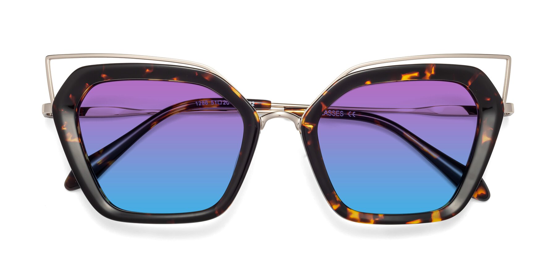 Folded Front of Delmonte in Tortoise with Purple / Blue Gradient Lenses