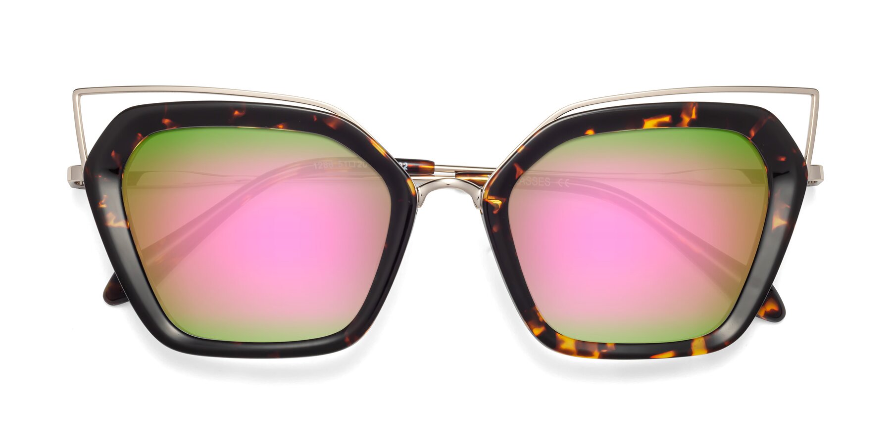 Folded Front of Delmonte in Tortoise with Pink Mirrored Lenses
