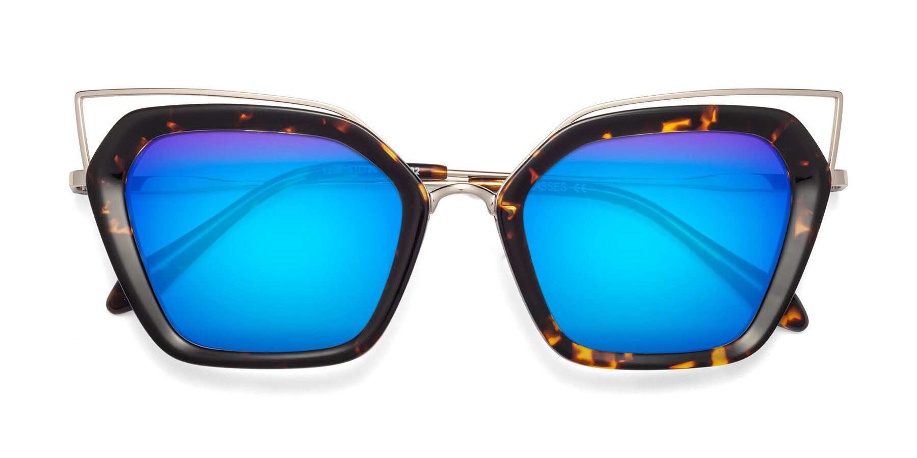Folded Front of Delmonte in Tortoise with Blue Mirrored Lenses