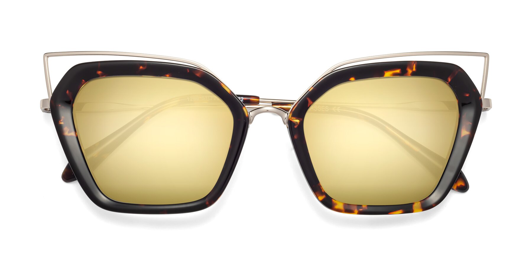 Folded Front of Delmonte in Tortoise with Gold Mirrored Lenses