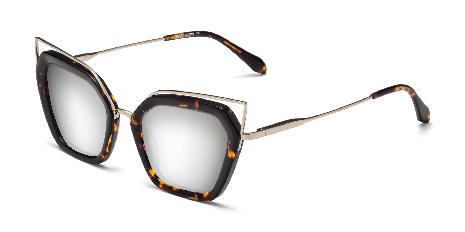 Angle of Delmonte in Tortoise with Silver Mirrored Lenses