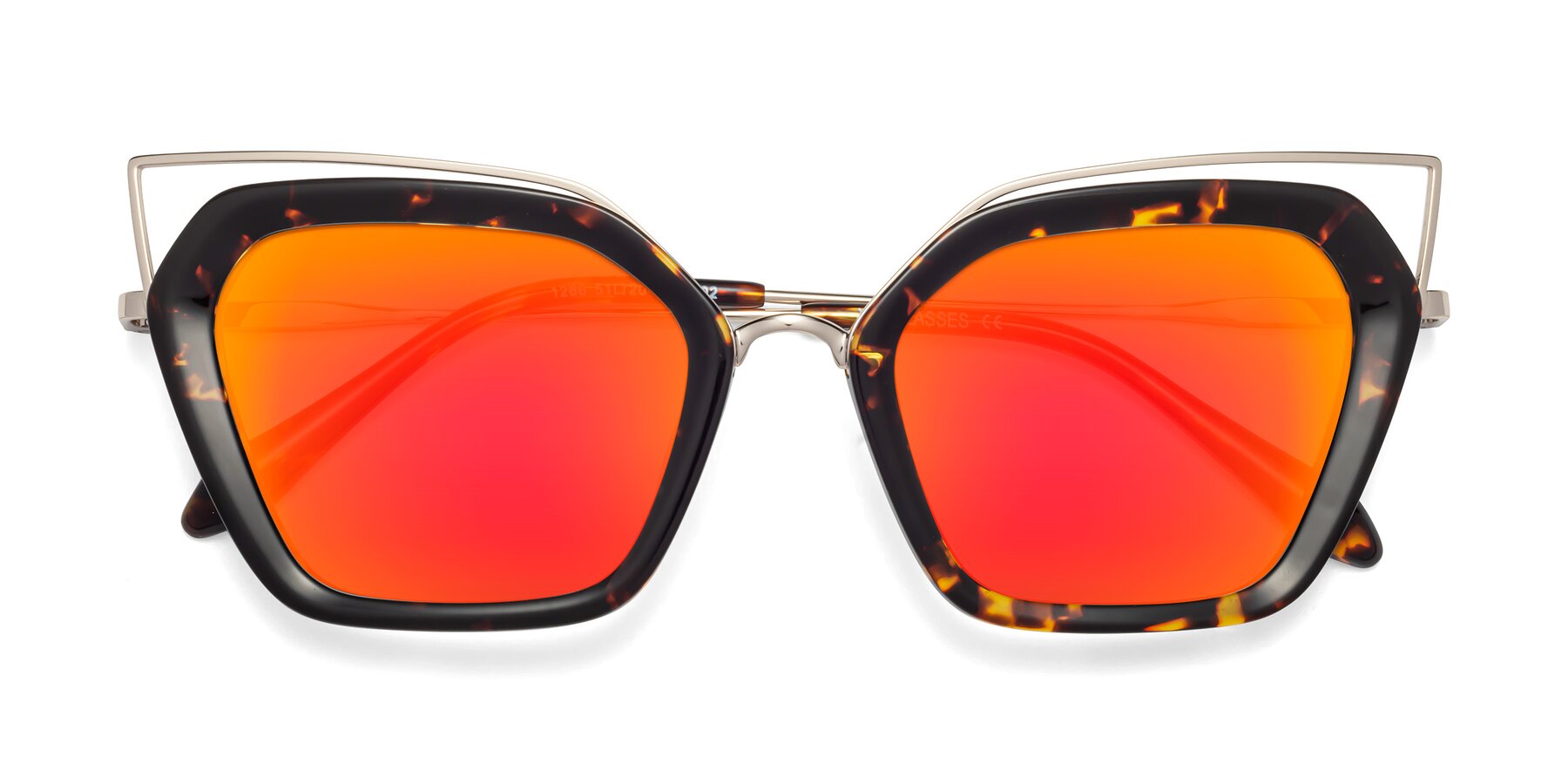 Folded Front of Delmonte in Tortoise with Red Gold Mirrored Lenses
