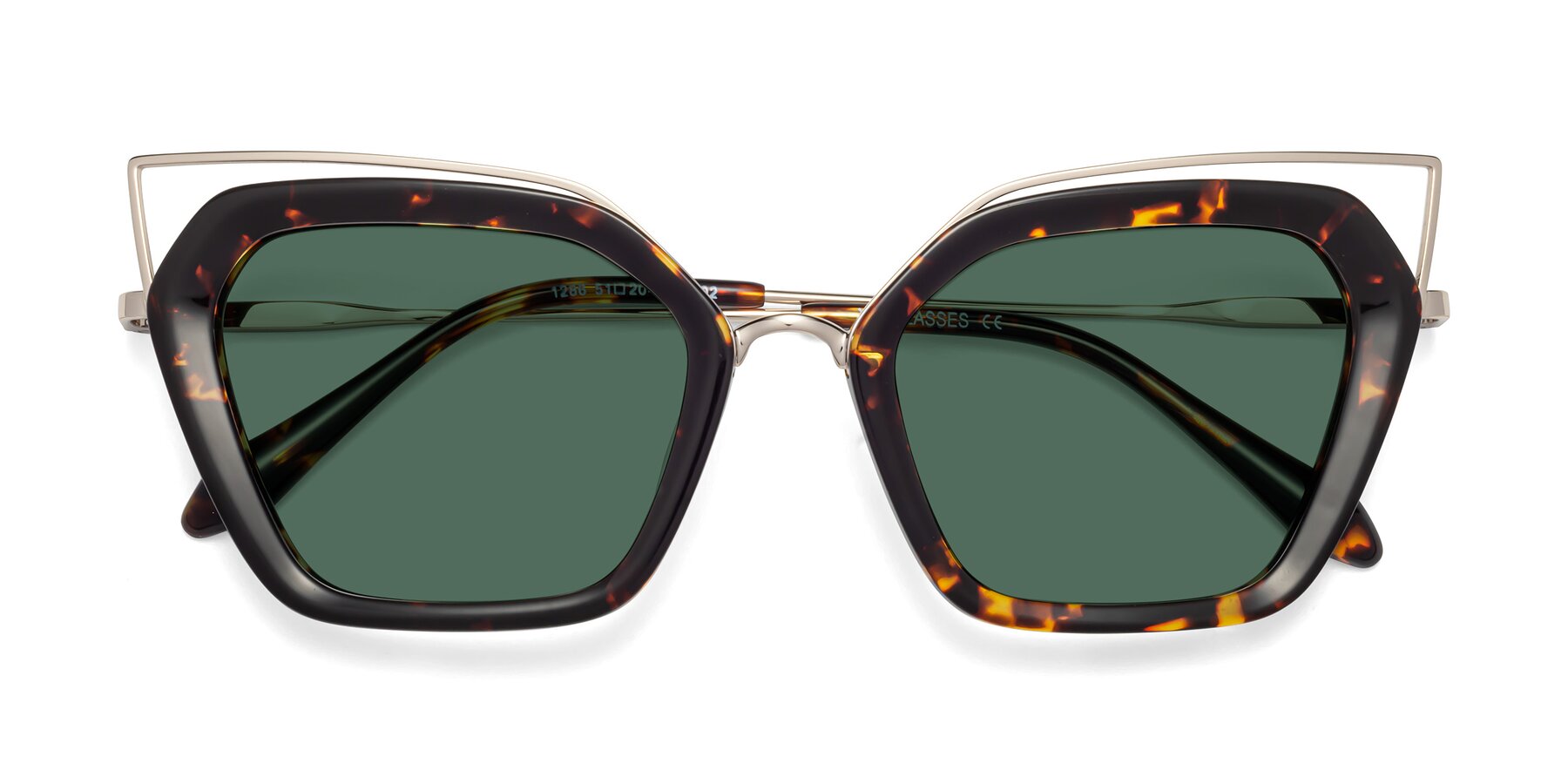 Folded Front of Delmonte in Tortoise with Green Polarized Lenses