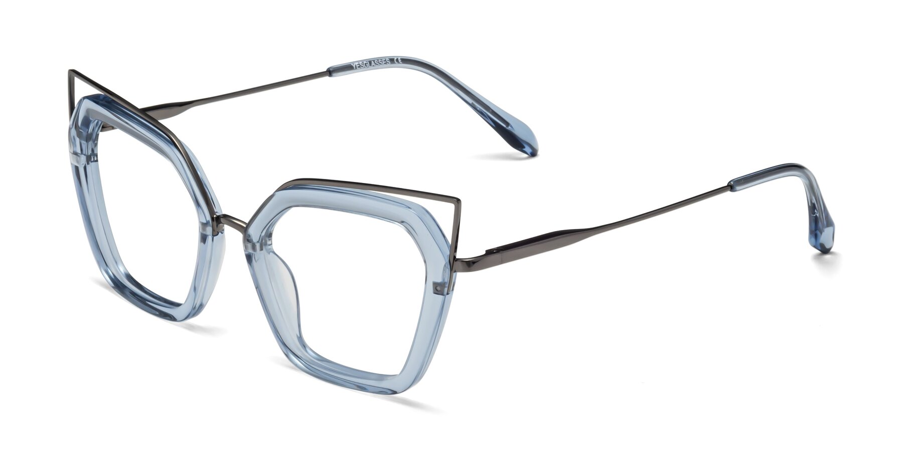 Angle of Delmonte in Light Blue with Clear Eyeglass Lenses