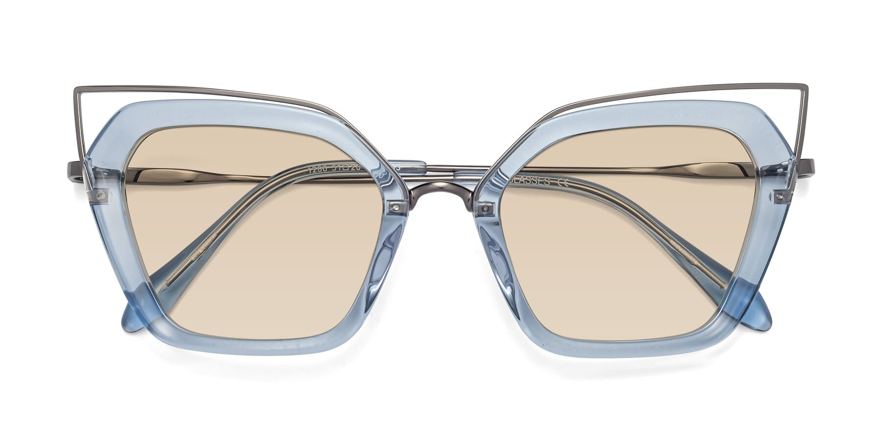 Folded Front of Delmonte in Light Blue with Light Brown Tinted Lenses