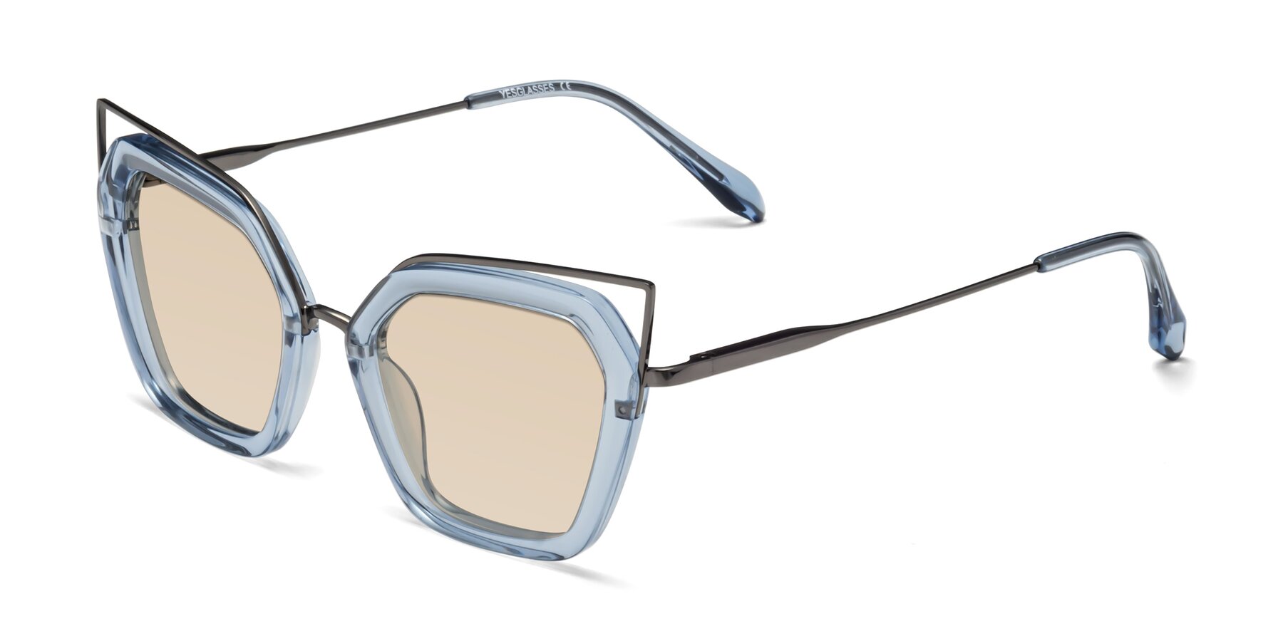 Angle of Delmonte in Light Blue with Light Brown Tinted Lenses