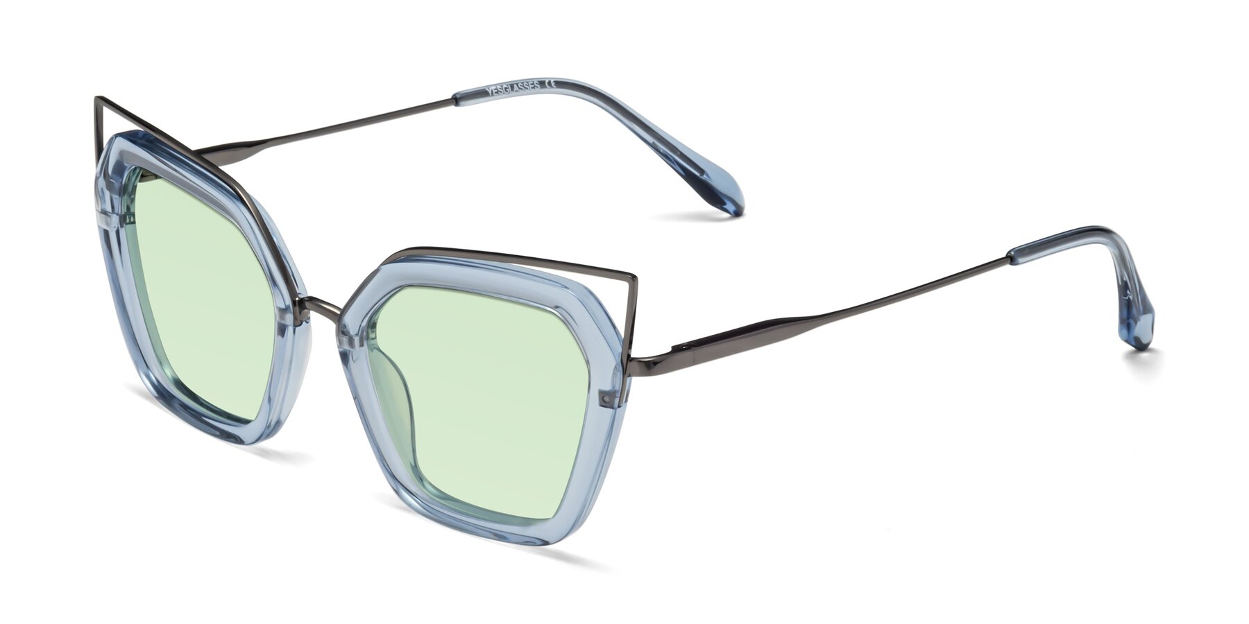 Angle of Delmonte in Light Blue with Light Green Tinted Lenses