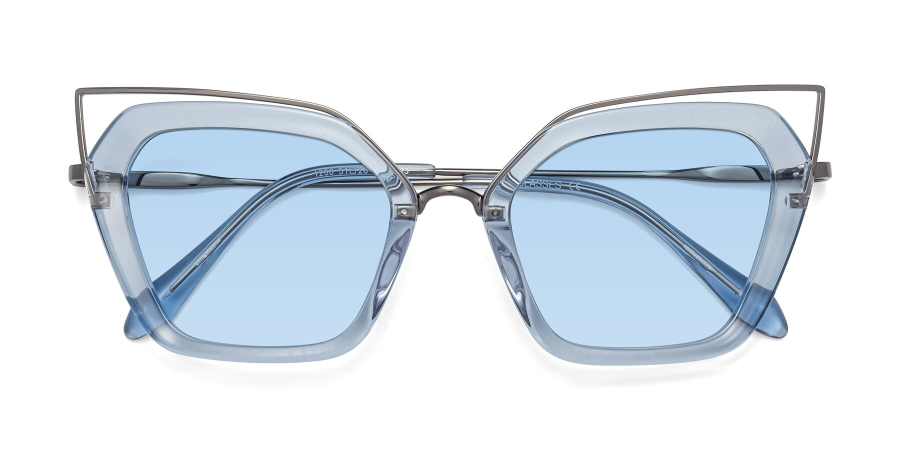 Folded Front of Delmonte in Light Blue with Light Blue Tinted Lenses