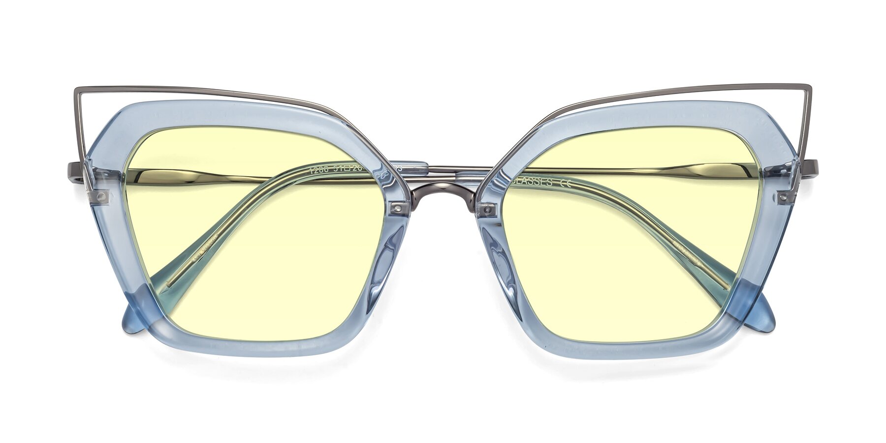 Folded Front of Delmonte in Light Blue with Light Yellow Tinted Lenses