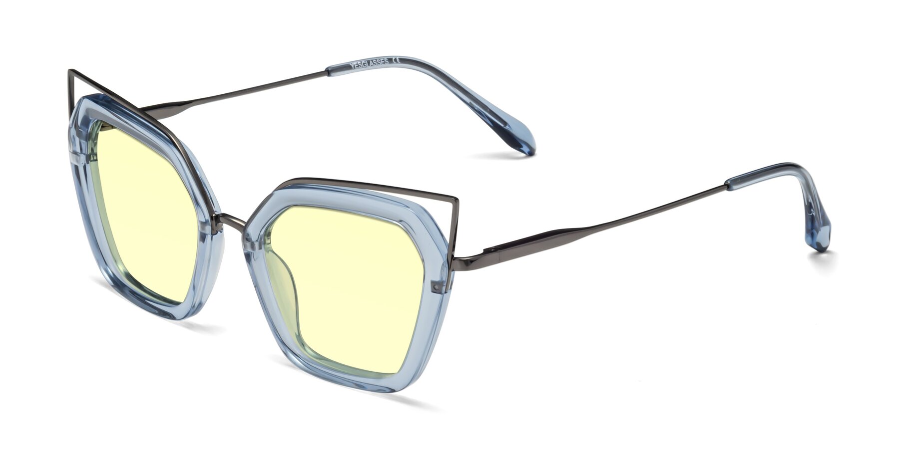 Angle of Delmonte in Light Blue with Light Yellow Tinted Lenses