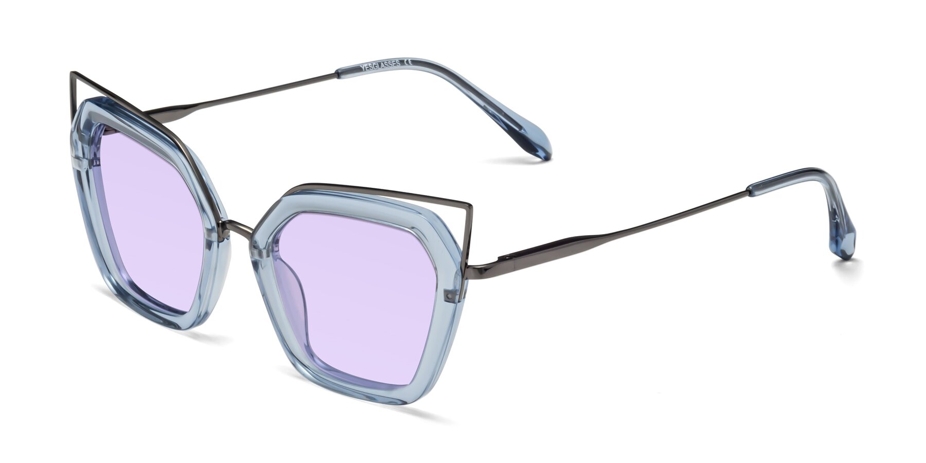 Angle of Delmonte in Light Blue with Light Purple Tinted Lenses