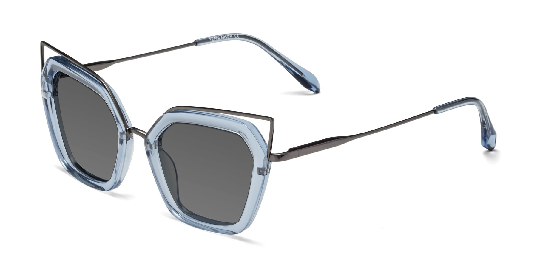 Angle of Delmonte in Light Blue with Medium Gray Tinted Lenses