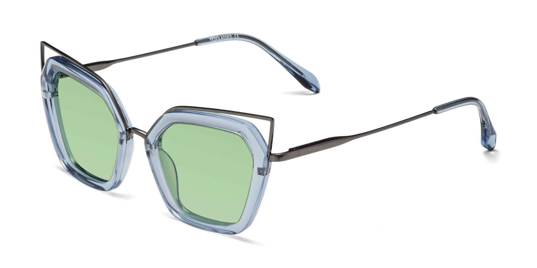 Angle of Delmonte in Light Blue with Medium Green Tinted Lenses