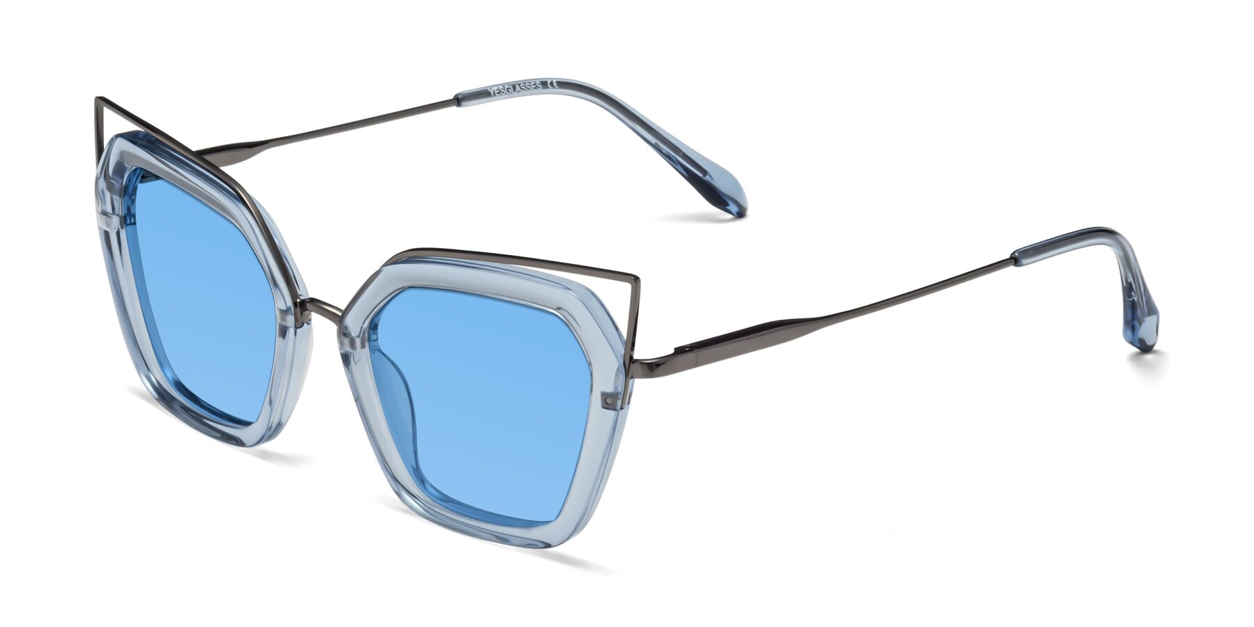 Angle of Delmonte in Light Blue with Medium Blue Tinted Lenses