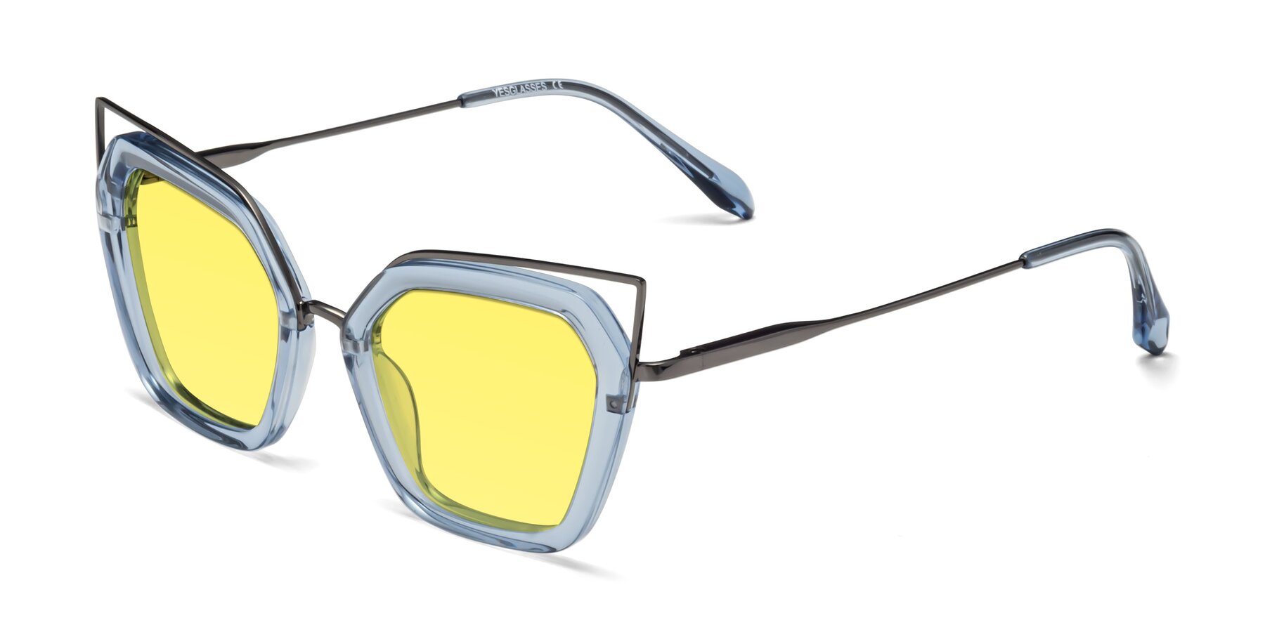 Angle of Delmonte in Light Blue with Medium Yellow Tinted Lenses