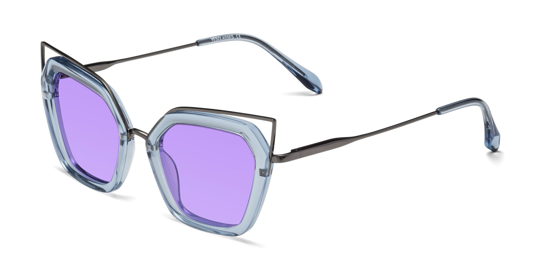 Angle of Delmonte in Light Blue with Medium Purple Tinted Lenses