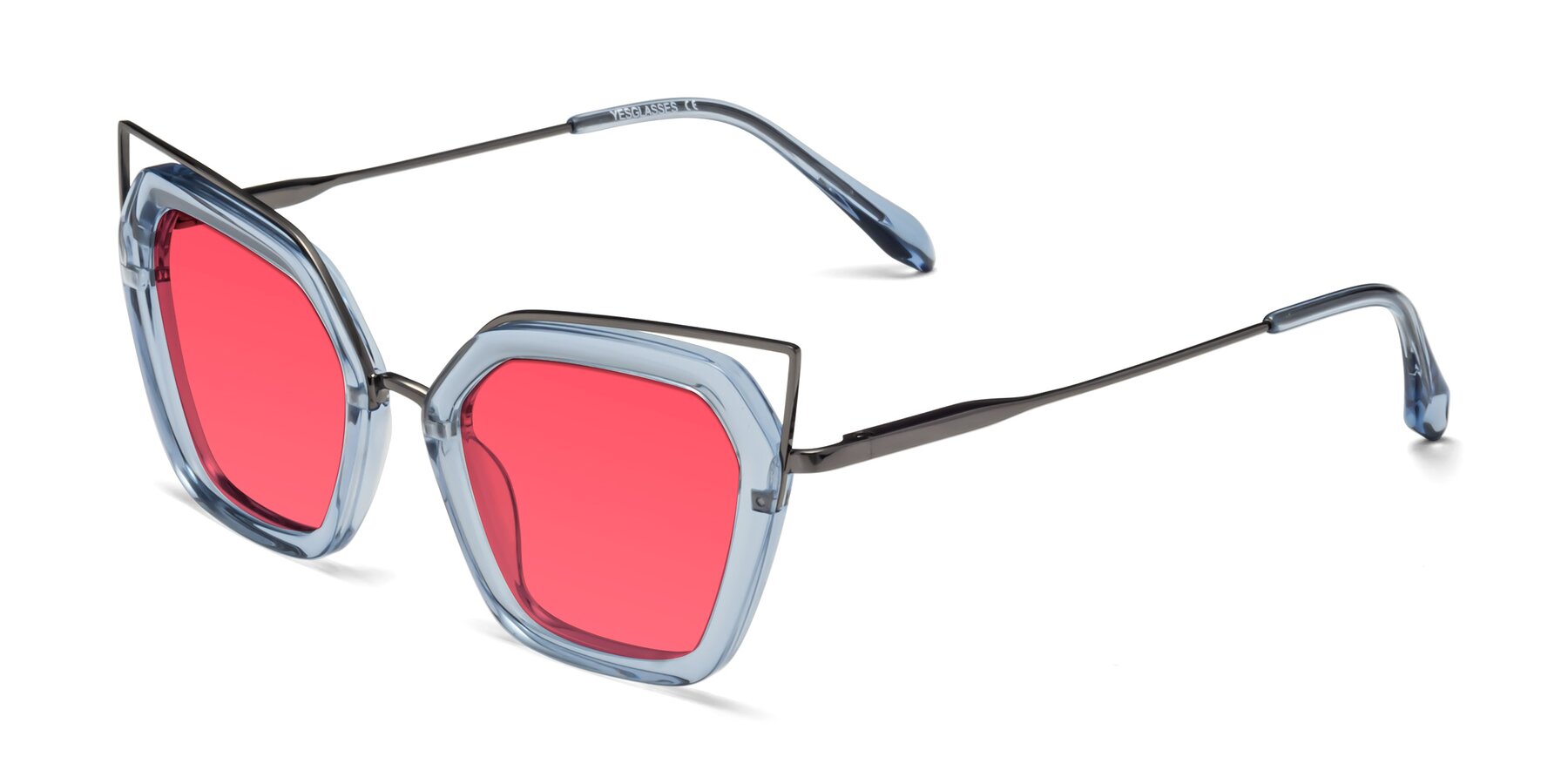 Angle of Delmonte in Light Blue with Red Tinted Lenses