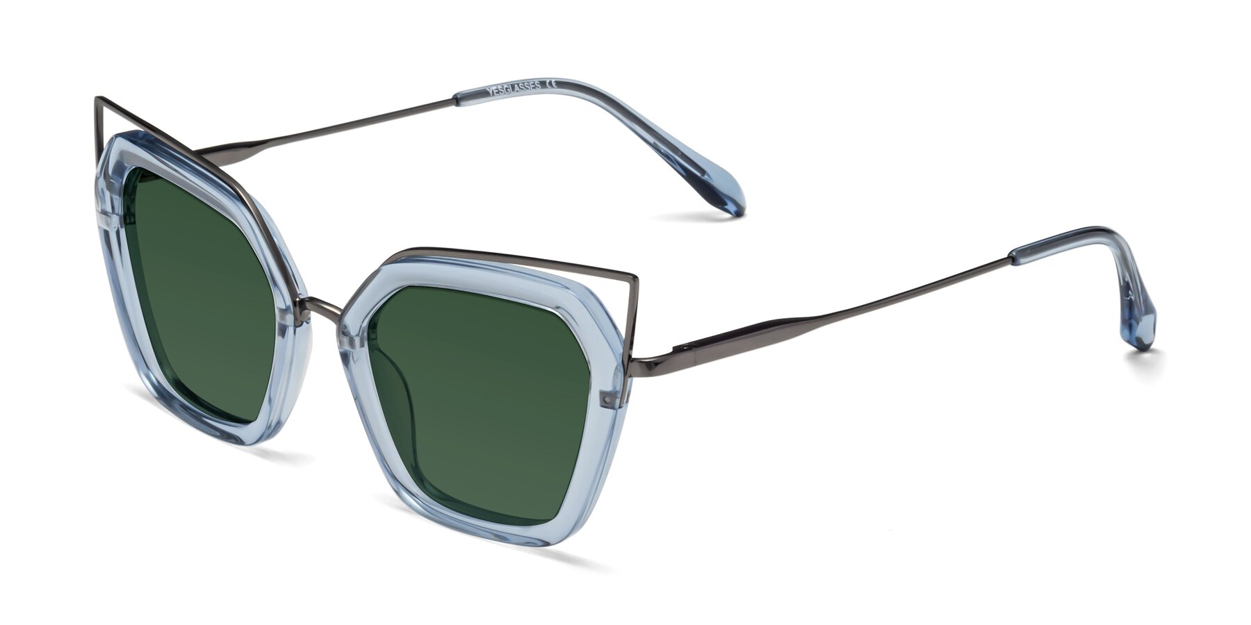 Angle of Delmonte in Light Blue with Green Tinted Lenses