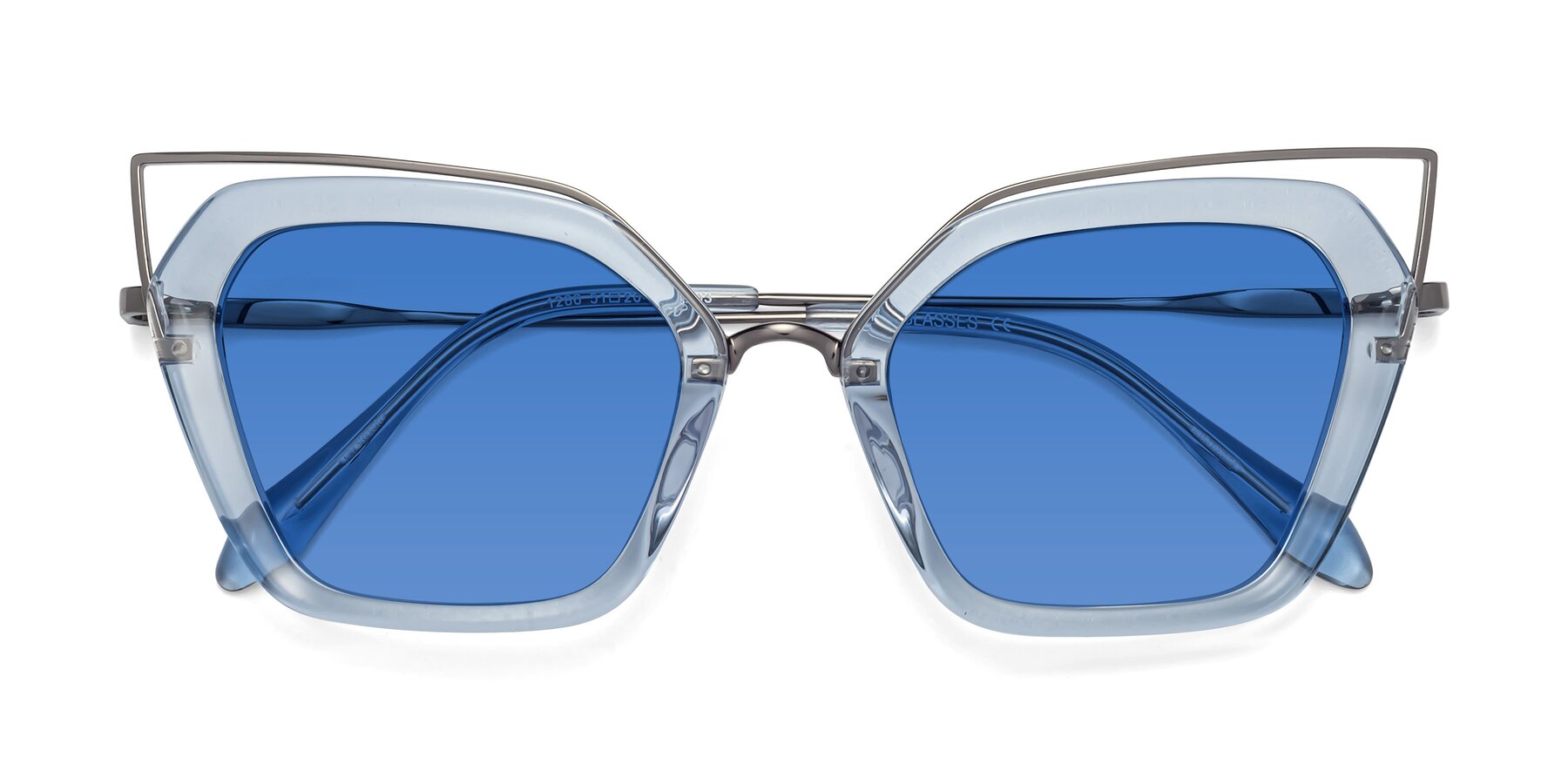 Folded Front of Delmonte in Light Blue with Blue Tinted Lenses
