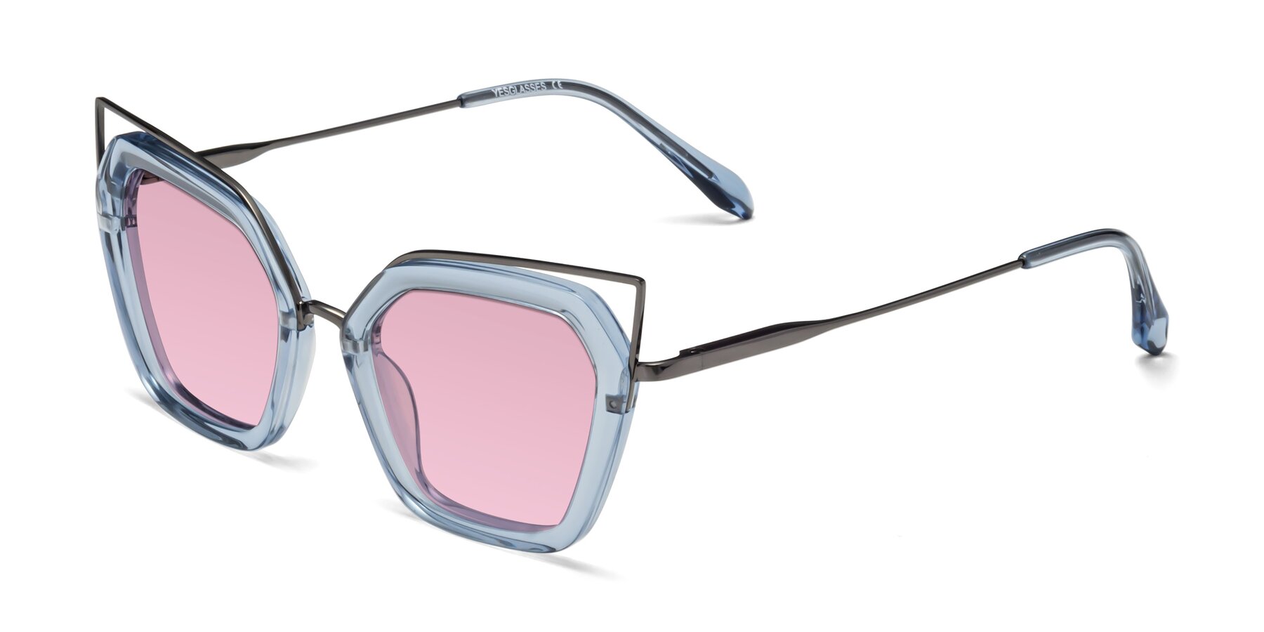 Angle of Delmonte in Light Blue with Light Wine Tinted Lenses